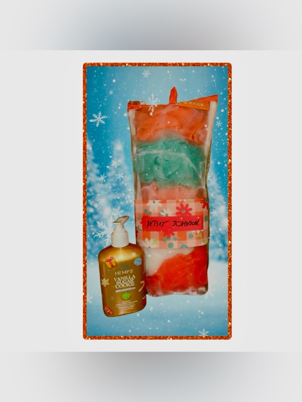 👙🆕👙Betsey Johnson Bath Sponge Set Multicolored & Hempz Sugar Cookie Moisturizer